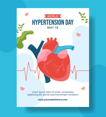 World Hypertension Day Vertical Poster Flat Cartoon Hand Drawn Templates Background Illustrationのイラスト素材