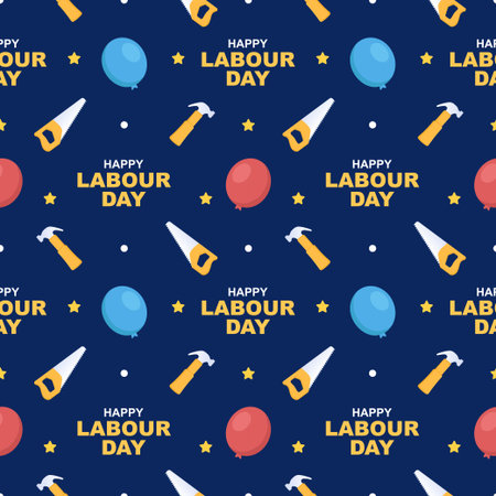 Happy Labor Day Seamless Pattern Design Illustration with Different Professions in Template Hand Drawnのイラスト素材