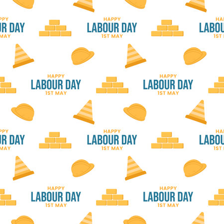 Happy Labor Day Seamless Pattern Design Illustration with Different Professions in Template Hand Drawnのイラスト素材