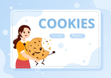 Internet Cookies Technology Illustration with Track Cookie Record of Browsing a Website in Flat Cartoon Hand Drawn Landing Page Templatesのイラスト素材