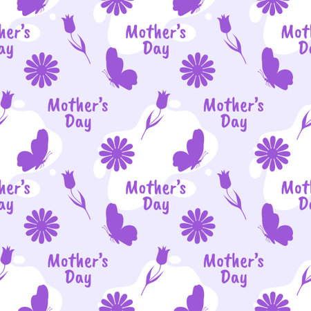 Happy Mother Day Seamless Pattern Design in Element Decoration Template Hand Drawn Cartoon Flat Illustrationのイラスト素材