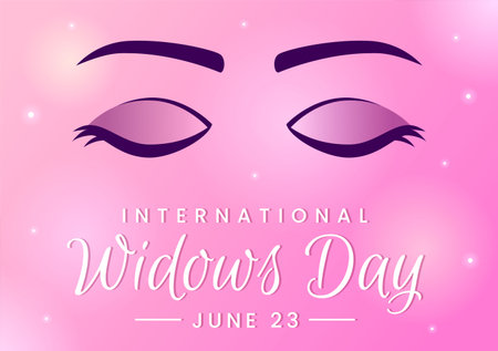 International Widows Day Vector Illustration on June 23 with Woman Mourns and Injustice Faced by Widow in Flat Cartoon Hand Drawn Templatesのイラスト素材