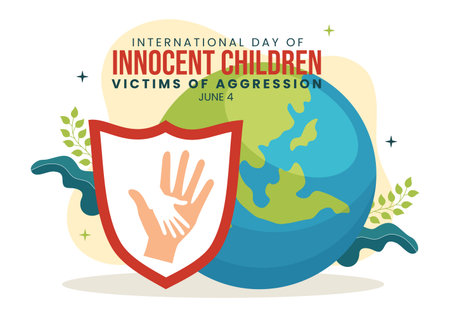 International Day of Innocent Children Victims of Aggression Vector Illustration with Kids Sad Pensive and Cries in Flat Cartoon Hand Drawn Templatesのイラスト素材