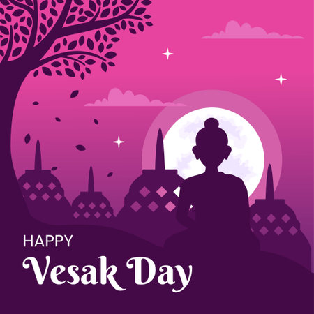 Vesak Day Celebration Social Media Background Illustration Cartoon Hand Drawn Templatesのイラスト素材