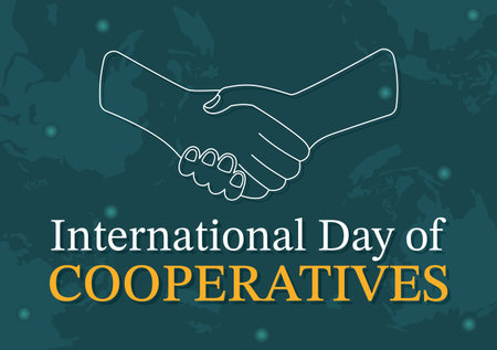 International Day of Cooperatives Vector Illustration with Hand, Earth Map or People in Flat Cartoon Hand Drawn Landing Page Background Templatesのイラスト素材