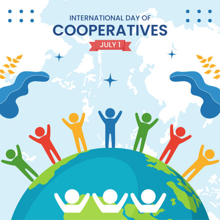 International Day of Cooperatives Social Media Background Illustration Cartoon Hand Drawn Templates