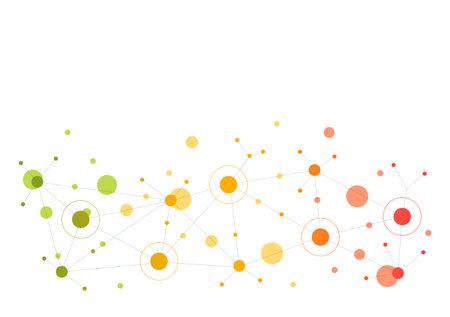 Abstract Social Network Vector Illustration with Polygonal Circles Shapes, Molecules Technology and Connecting Dots or Lines in Hand Drawn Templatesのイラスト素材