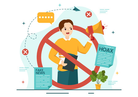 Fact Check Vector Illustration With Myths vs Facts News for Thorough Checking or Compare Evidence in Flat Cartoon Hand Drawn Landing Page Templatesのイラスト素材