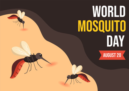 World Mosquito Day Vector Illustration on 20 August with Midge Can Cause Dengue Fever and Malaria in Flat Cartoon Hand Drawn Background Templatesのイラスト素材
