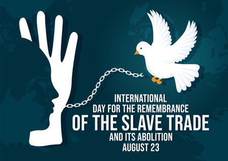 International Day of the Remembrance of the Slave Trade and its Abolition Vector Illustration on 23 August with Handcuff and Dove Bird in Templatesのイラスト素材