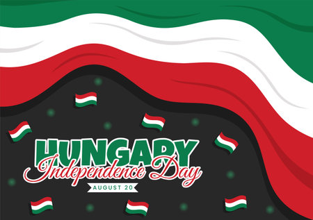 Happy Hungary Independence Day Vector Illustration with Hungarian Waving Flag Background in National Holiday Flat Cartoon Hand Drawn Templatesのイラスト素材