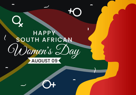 Happy Women Africa Day Celebration Vector Illustration with Ethnic Black Woman and African Flag in Flat Cartoon Hand Drawn Landing Page Templatesのイラスト素材