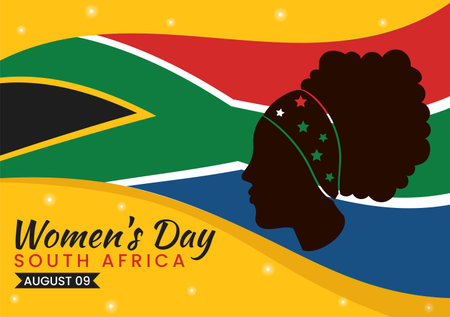 Happy Women Africa Day Celebration Vector Illustration with Ethnic Black Woman and African Flag in Flat Cartoon Hand Drawn Landing Page Templatesのイラスト素材