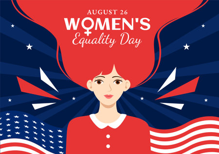 Womens Equality Day in United States Vector Illustration on August 26 with Women Right History Month in Flat Cartoon Hand Drawn background Templatesのイラスト素材