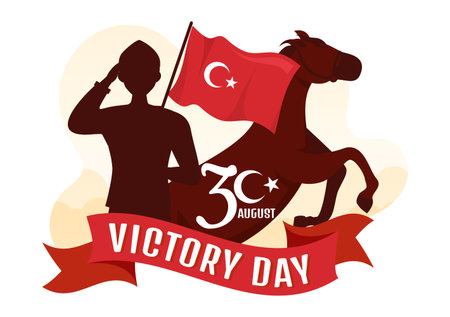 Turkey Victory Day Vector Illustration on 30 august with Zafer Bayrami Celebration in Flat Cartoon Hand Drawn Background Templatesのイラスト素材