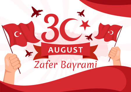 Turkey Victory Day Vector Illustration on 30 august with Zafer Bayrami Celebration in Flat Cartoon Hand Drawn Background Templatesのイラスト素材