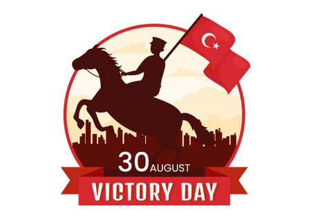 Turkey Victory Day Vector Illustration on 30 august with Zafer Bayrami Celebration in Flat Cartoon Hand Drawn Background Templatesのイラスト素材