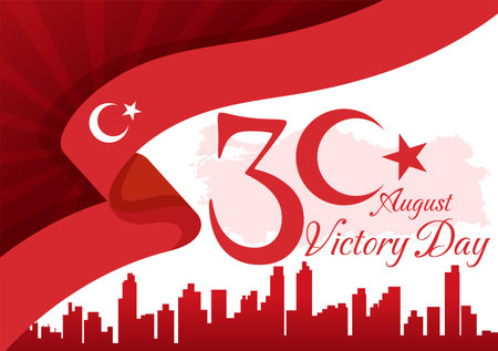 Turkey Victory Day Vector Illustration on 30 august with Zafer Bayrami Celebration in Flat Cartoon Hand Drawn Background Templatesのイラスト素材