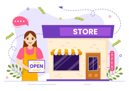 Small Business Loan Vector Illustration with Store Support Protection and Growth to Develop in Flat Cartoon Hand Drawn Background Templatesのイラスト素材