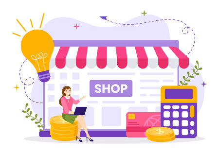 Small Business Loan Vector Illustration with Store Support Protection and Growth to Develop in Flat Cartoon Hand Drawn Background Templatesのイラスト素材