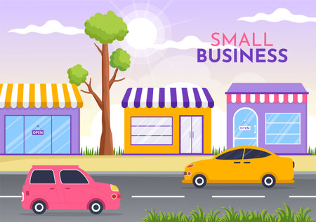 Small Business Loan Vector Illustration with Store Support Protection and Growth to Develop in Flat Cartoon Hand Drawn Background Templatesのイラスト素材