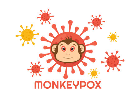 Monkey Pox Outbreak Vector Illustration of Virus Symptoms in Humans Monkeypox Microbiological in Flat Cartoon Hand Drawn Templatesのイラスト素材