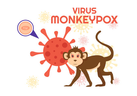 Monkey Pox Outbreak Vector Illustration of Virus Symptoms in Humans Monkeypox Microbiological in Flat Cartoon Hand Drawn Templatesのイラスト素材