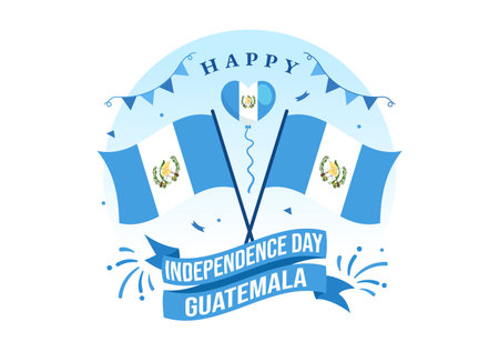 Guatemala Independence Day Vector Illustration on September 15 with Waving Flag Background in National Holiday Flat Cartoon Hand Drawn Templatesのイラスト素材