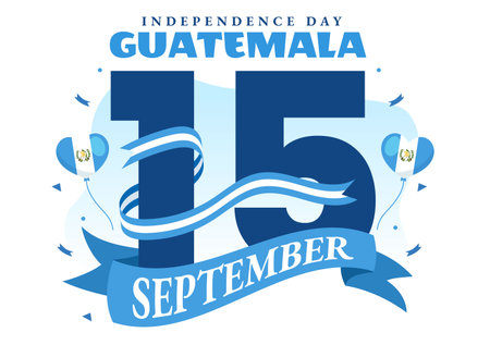 Guatemala Independence Day Vector Illustration on September 15 with Waving Flag Background in National Holiday Flat Cartoon Hand Drawn Templatesのイラスト素材