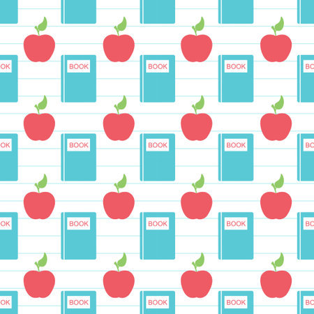 Happy Teacher Seamless Pattern Design Educational Style Elements in Template Hand Drawn Cartoon Flat Illustrationのイラスト素材