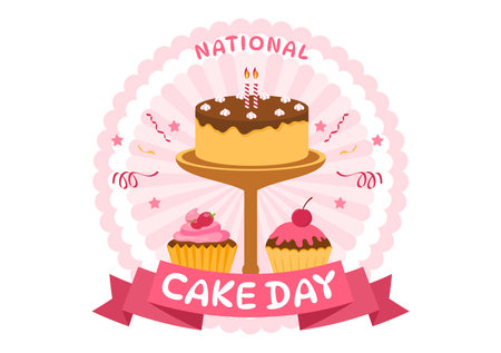 National Cake Day Vector Illustration on Holiday Celebrate November 26 with Sweet Bread in Flat...