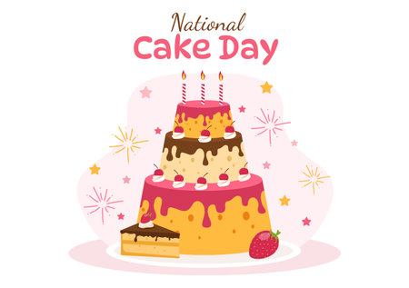 National Cake Day Vector Illustration on Holiday Celebrate November 26 with Sweet Bread in Flat...