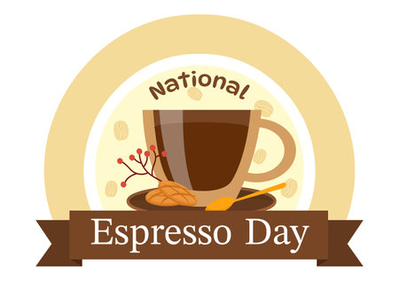 National Espresso Day Vector Illustration on November 23 with Cup of Coffee with Bean for Promotion or Poster in Flat Cartoon Background Designのイラスト素材
