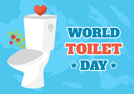 World Toilet Day Vector Illustration on 19 November with Earth and Equipment for Bathroom Hygiene Awareness in Flat Cartoon Background Designのイラスト素材
