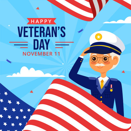 Veterans Day Social Media Illustration Flat Cartoon Hand Drawn Templates Backgroundのイラスト素材
