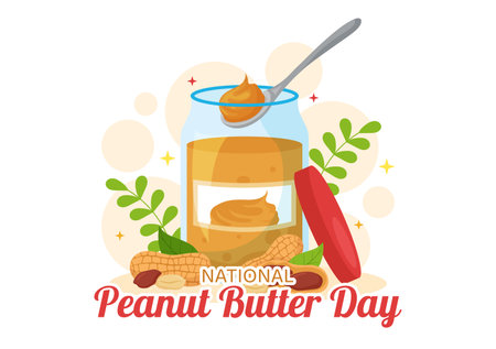 National Peanut Butter Day Vector Illustration on 24 January with Jar of Peanuts Butters for Poster or Banner in Flat Cartoon Background Designのイラスト素材