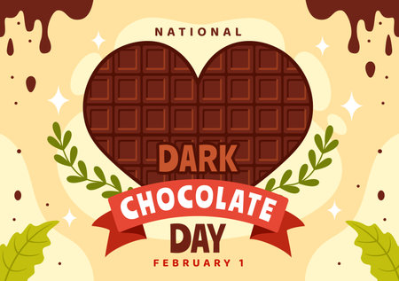 National Dark Chocolate Day Vector Illustration On February 1st for the Health and Happiness That Choco Brings in Flat Cartoon Background Designのイラスト素材