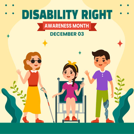 Disability Rights Awareness Month Social Media Illustration Flat Cartoon Template Backgroundのイラスト素材