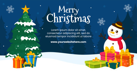 Merry Christmas Photocall Illustration Flat Cartoon Hand Drawn Templates Backgroundのイラスト素材