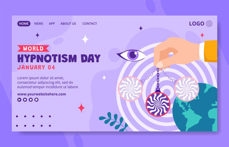 Hypnotism Day Social Media Landing Page Cartoon Hand Drawn Templates Background Illustrationのイラスト素材