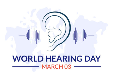 World Hearing Day Vector Illustration on 3 March to Raise Awareness on How to Prevent Deafness and Ear Treatment in Flat Healthcare Backgroundのイラスト素材