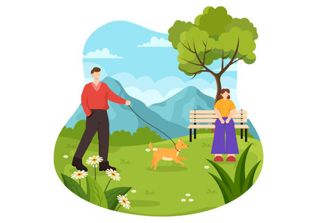 Outdoor Activity Vector Illustration with Relaxing on a Picnic, Leisure Activities at Weekend and Active Recreation in Flat Cartoon Background Designのイラスト素材
