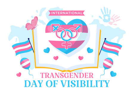 International Transgender Day of Visibility Vector Illustration on March 31 with Transgenders Pride Flags and Symbol in Celebration Flat Backgroundのイラスト素材