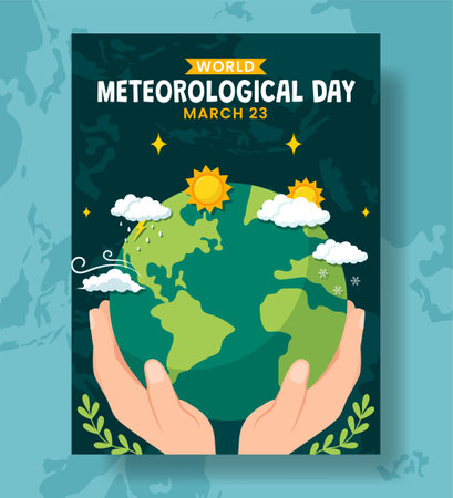 Meteorological Day Vertical Poster Flat Cartoon Hand Drawn Templates Background Illustrationのイラスト素材