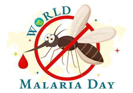 World Malaria Day Vector Illustration on April 25 with Earth Protected from Mosquitoes to Avoid Mosquito Bites in Healthcare Flat Cartoon Backgroundのイラスト素材