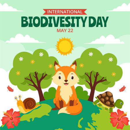 Biodiversity Day Social Media Illustration Flat Cartoon Hand Drawn Templates Backgroundのイラスト素材