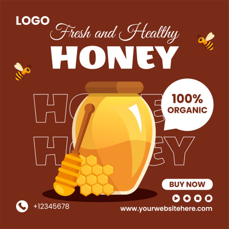 Honey Store Social Media Illustration Flat Cartoon Hand Drawn Templates Backgroundのイラスト素材