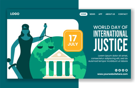 Day of Justice Social Media Landing Page Cartoon Hand Drawn Templates Background Illustrationのイラスト素材
