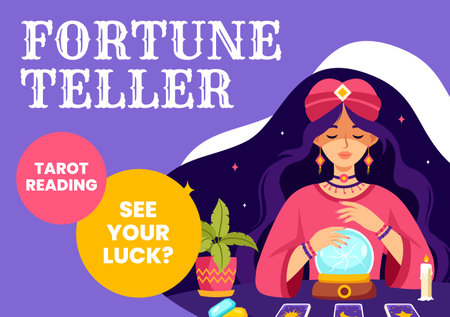 Fortune Teller Social Media Background Flat Cartoon Hand Drawn Templates Illustrationのイラスト素材