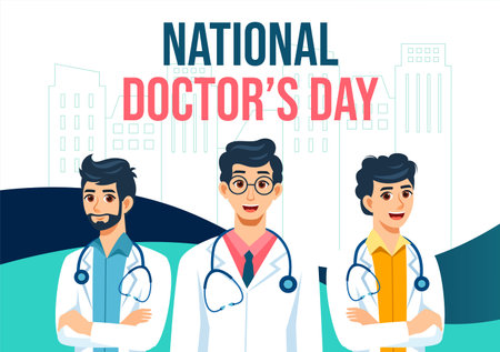 Doctors Day Social Media Background Flat Cartoon Hand Drawn Templates Illustration